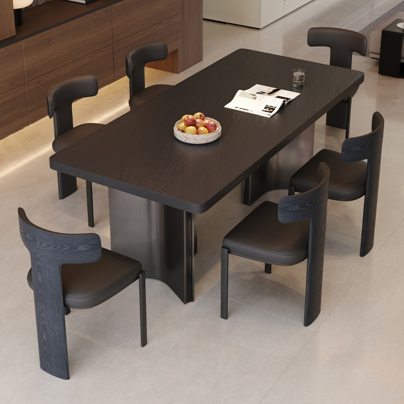 Meteorite Black Suspended Mercedes Table Rock Slab Dining Table Black Home Use High-End Dining Table Italian Light Luxury Modern Minimalist Meteorite Black Suspended Mercedes Table Rock Slab Dining Table Black Home Use High-End Dining Table Italian Light Luxury Modern Minimalist
