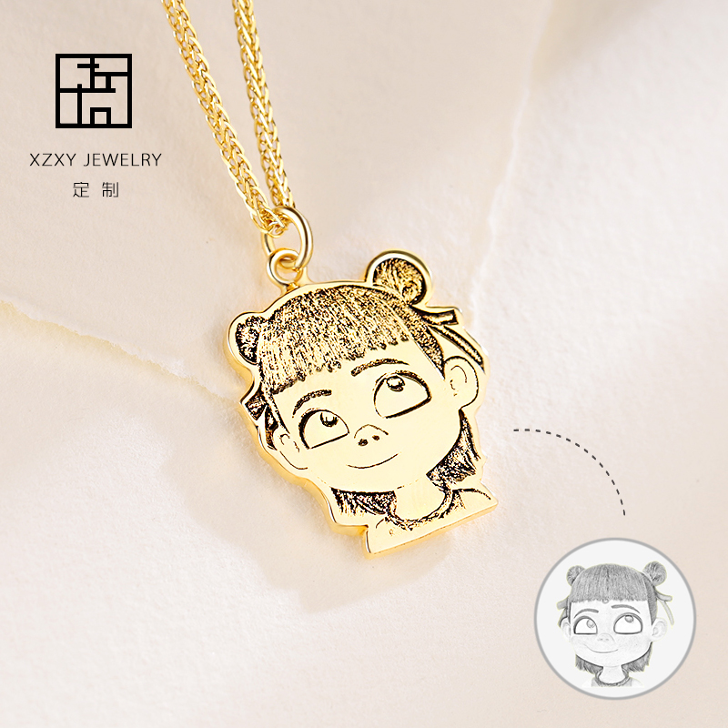 Custom made 925 silver cartoon Comic Necklace Lovers male and female lettering creative necklace for male and female friends birthday present