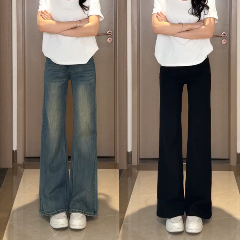 Flared Jeans That Don'T Hug the Legs for Women, Early Spring 2026 New Style, Plus Size, Slimming, Pear-Shaped Body, Straight-Leg Pants