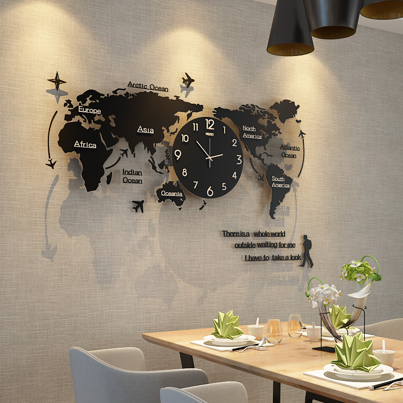 Dining Room Decoration Wall Creative Light Extravaganza Red Map Background Wall Modern Minima Nordic Living Room TV Wall Wall Decoration