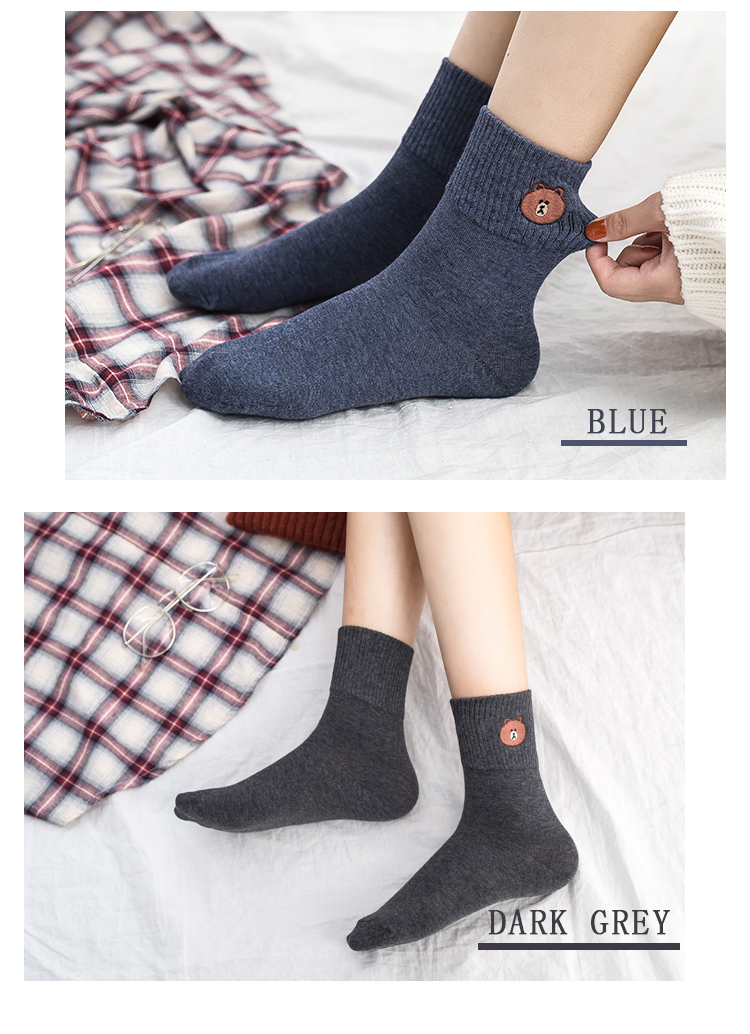 品 袜 版 Vớ ống gió đại học vớ cotton dễ thương hoang dã mùa thu và mùa đông Hàn Quốc vớ thủy triều Nhật Bản vớ gấu