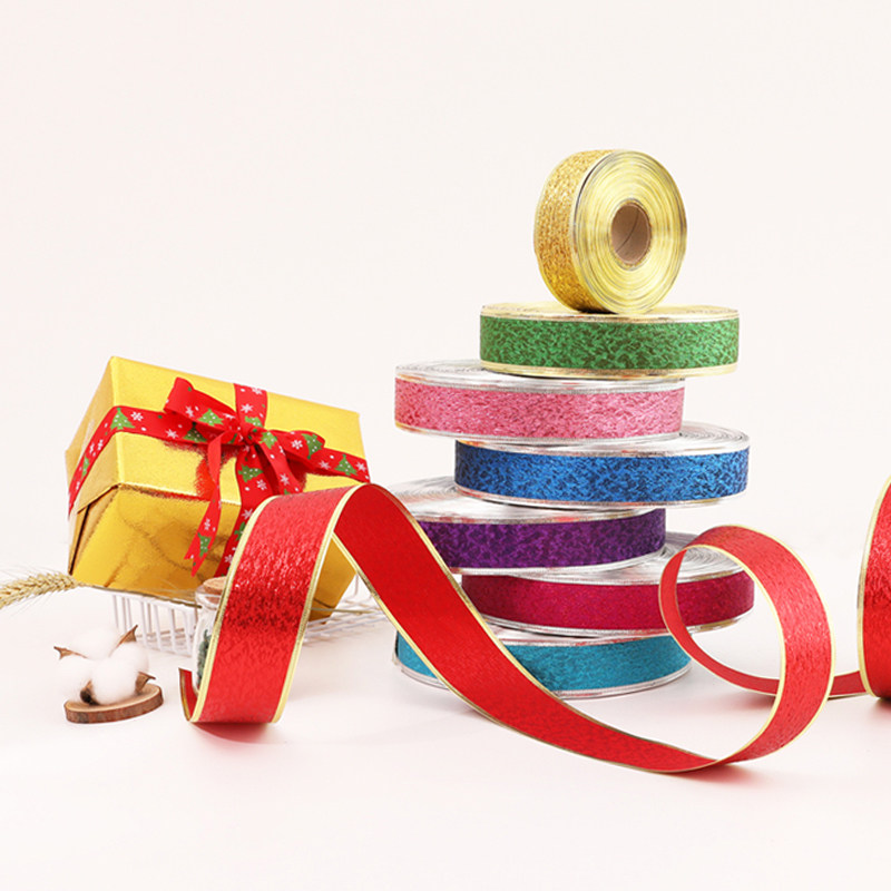 Lynjay Christmas Bow Ribbon Gift Box Gold Red Satin Ribbon diy Bow Snowman pattern Cable Ties