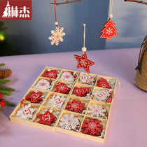 Linjie Christmas Decorations Wooden Snowflake Mini Christmas Tree Decoration Small pendant Star Fawn Christmas Decoration