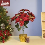 琳杰 Рождественский горшок цветок yipin красный рождественский украшение симуляция рождественское красное горшоч