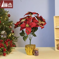 琳杰 Рождественский горшок цветок yipin красный рождественский украшение симуляция рождественское красное горшоч