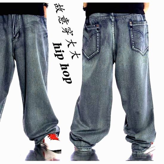 European and American Hip-Hop Denim Pants, Washed Stone-Washed Jeans, Large Size Skateboard Pants, Old School Dad Wide-Leg Pants