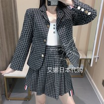Aina Ridai Thom browne20 spring and summer academy style plaid suit jacket thin female temperament suit