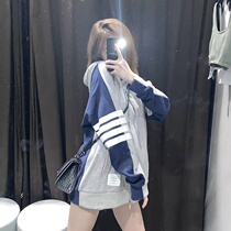 Thom Browne TB Front And Back Collared Zipped cloak hooded sweatshirt male and female cardiotheca casual jacket