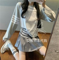 (Aina Day) Thom browne20 summer color printing four bars casual long sleeve T-shirt top