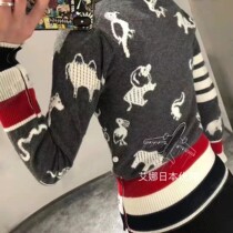 Thom Browne Japan 21 autumn winter new TB forest sports pattern V collar knit cardiovert sweater