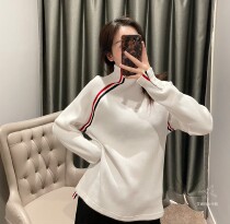 Aina Nidai Thom Browne 20 autumn and winter TB white color decoration knitted turtleneck sweater