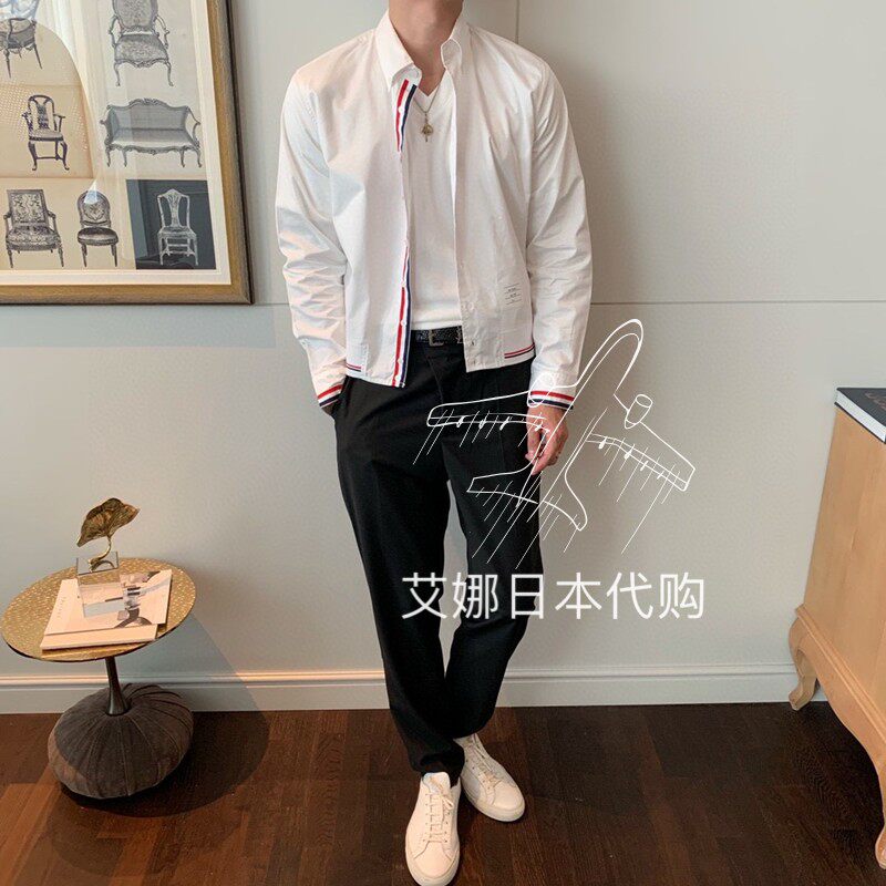 Aina Ridai Thom Browne 20 New Men's TB Casual British Style Short Shirt Jacket - Taobao