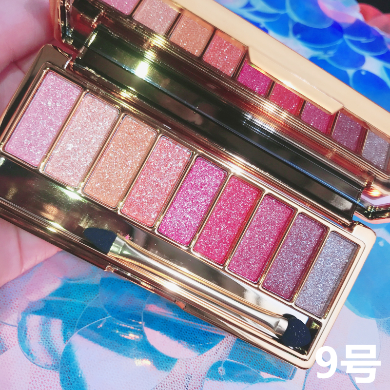 Man's fish Ji Eye Shadow Ins superfire Nine-color eye shadow Western grapefruit red peach makeup A really pearly eye shadow