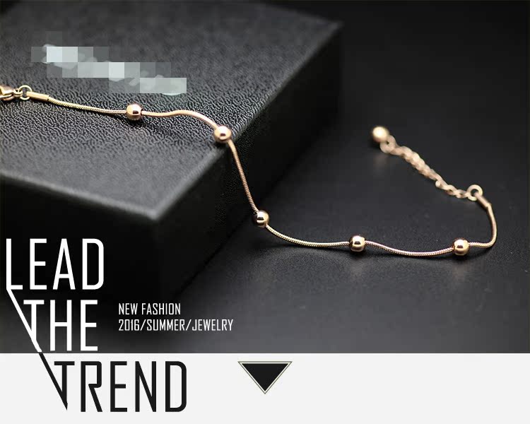 Fuyuanshun titan thép 18K vàng hồng Nhật Bản và Hàn Quốc phiên bản chuỗi hạt rắn chuỗi hạt trang sức nữ trang sức lắc chân nữ vàng đẹp