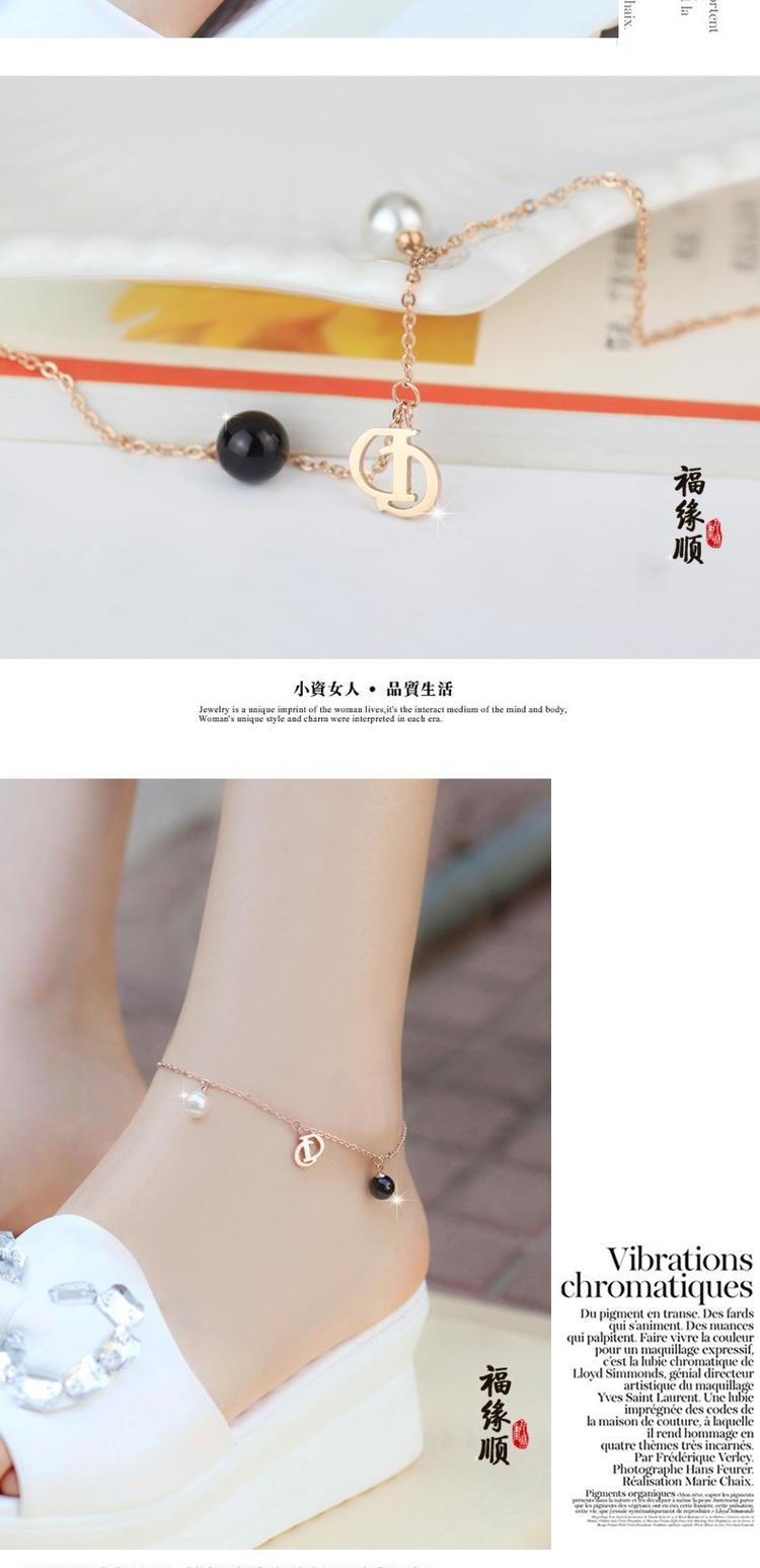 Thời trang châu Âu và Mỹ cá tính hoang dã bắt mắt đen trắng với vòng chân mạ vàng titan mạ vàng nữ phiên bản trang sức Hàn Quốc vòng chân nữ bạc
