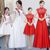 Cheongsam welcome Lady etiquette dress awards new womens long Chinese style Young dress big choir dress