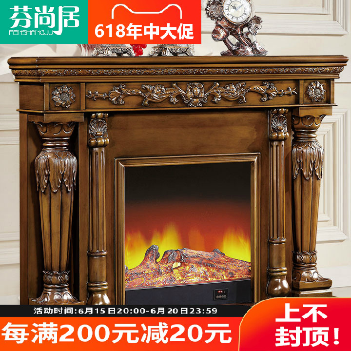 1 3 1 5 m Au Style Solid Wood Fireplace Decoration Cabinet Electric Fireplace TV Cabinet Simulation Fire American Led Heating Fireplace