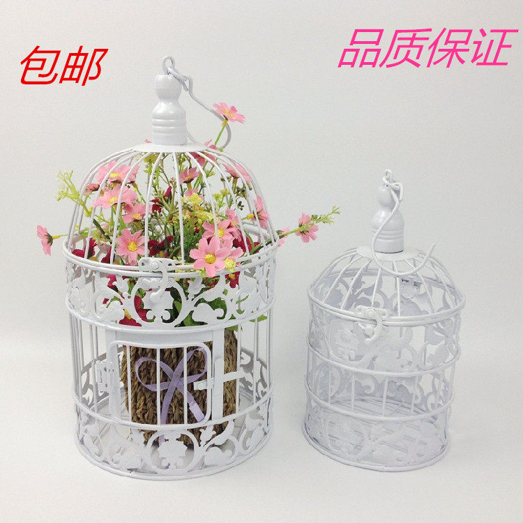 European-style wrought iron birdcage decoration fashion decoration wedding props Mediterranean floor hanging cage lamp explosion style