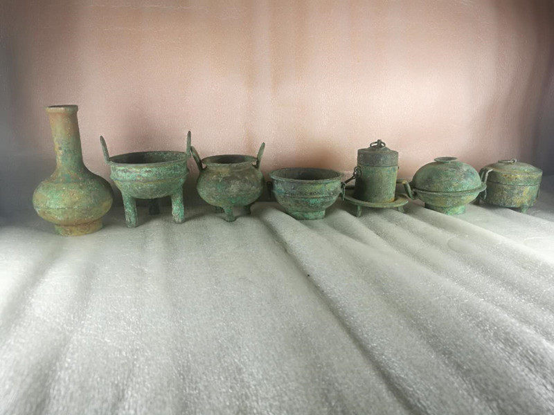 Smoke Cloud Stream Antique Bronze Ware West Week Small Seven Pieces Of Dull Sound Carbonated To Heavy Red Spot Green Rust Collection  