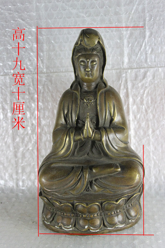 Bronze ware countryside acquisition of Guanyin Buddha statue preserved intact collection Jiapong  