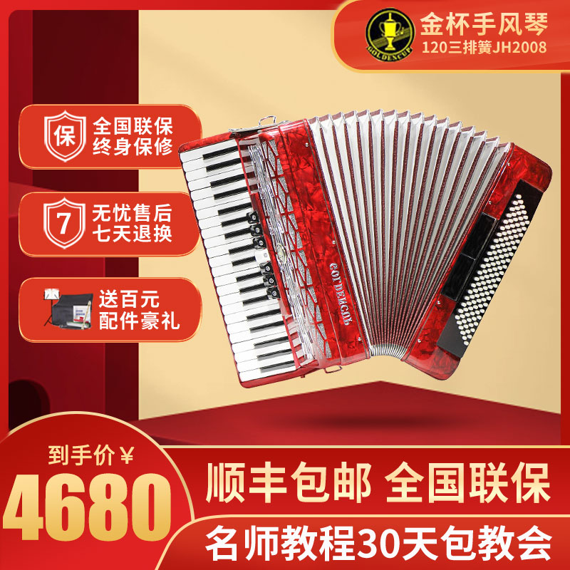 Golden Cup Accordion Instruments 120 bass Division Three Leaf Springs Keyboard Beginners Entrance Examination for violin JH2008