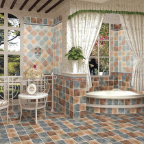 Fish love sugar European style pastoral antique brick 300 American country kitchen toilet non-slip tile tile