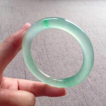 Ice seed floating flower jade bracelet Myanmar natural a goods round strip green jade bracelet ring emerald jade bracelet female