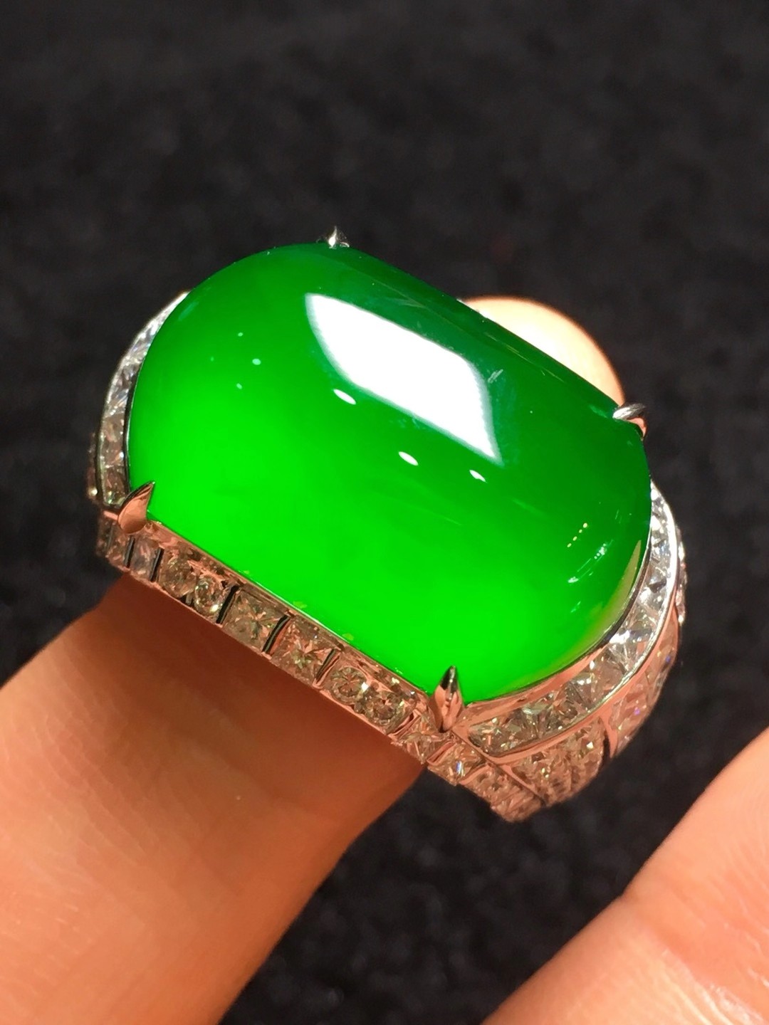 Ice Breeder Saddle Egg Noodles Emerald Ring Myanmar Raw Stone Hair Stock A Cargo Monarch Green Full Green Male And Female Ring