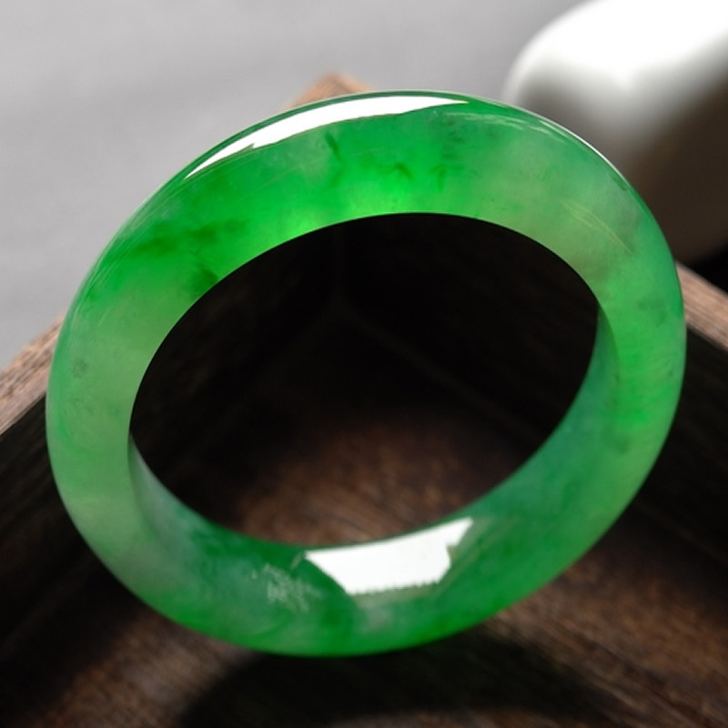 Yanglv Laokeng natural counter a goods floating flower jade bracelet ice kind of high-grade full green jade bracelet for women