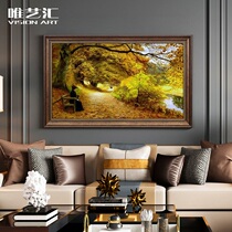 American living room decoration painting Hand-painted landscape oil painting Custom European landscape painting Hanging painting Sofa background wall painting