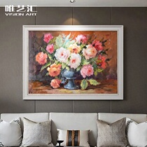Simple European-style porch decorative painting living room murals restaurant hanging paintings hand-painted oil painting rich flowers peony can be customized
