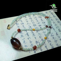lssp green stone wp1748 no bargaining Tibetan Qing Dynasty rainbow old fluorite main bead female clavicle necklace