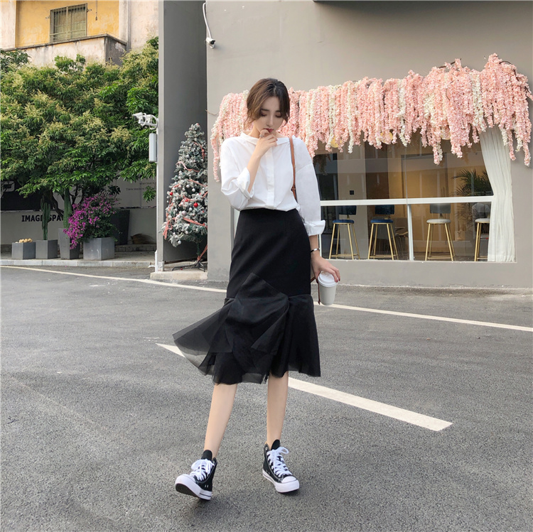 Mùa xuân 2019 mới thiết kế cổ áo sơ mi dài tay trắng rộng tay áo sơ mi nữ nhà Anna - Áo sơ mi áo sơ mi nữ dài tay cao cấp