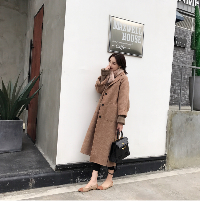 ◆ MMCO ◆ Không khí cổ điển trên đầu gối Thêm xương cá dài Handmade Áo khoác lông hai mặt nữ màu xám mùa đông mẫu áo khoác nữ đẹp