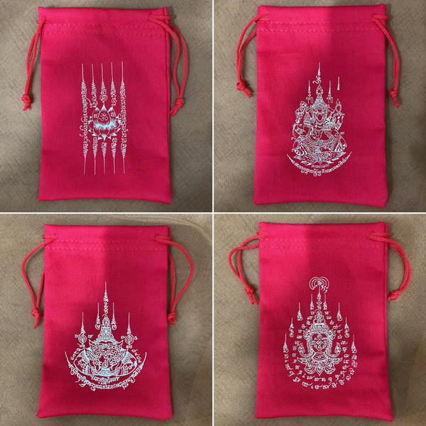 Top-Grade Buddha Amulet Bag, Thai Buddha Amulet Bag, Lotus Cloth Bag, Jewelry Bag, Gift Bag, High-End Storage Bag