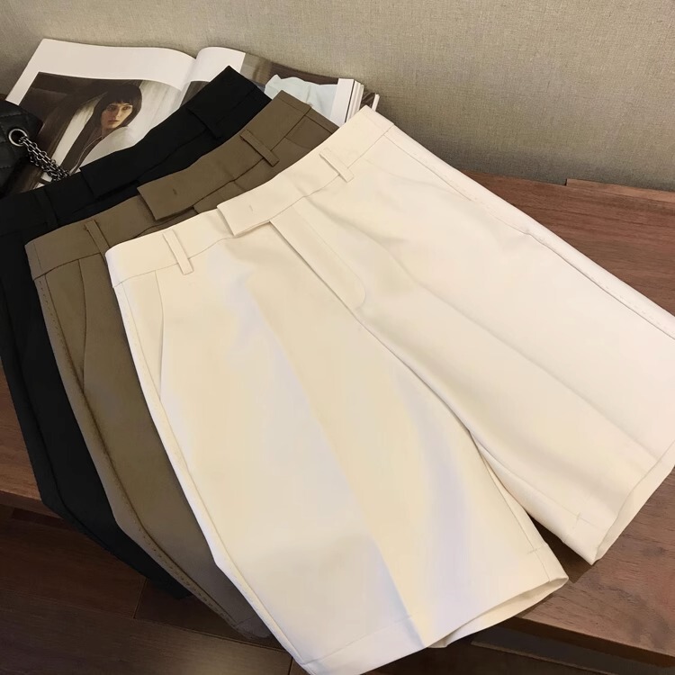 White Shorts for Women 2026 New Summer Style High-Waisted Slimming Versatile Casual Wide-Leg Bermuda Five-Point Suit Pants
