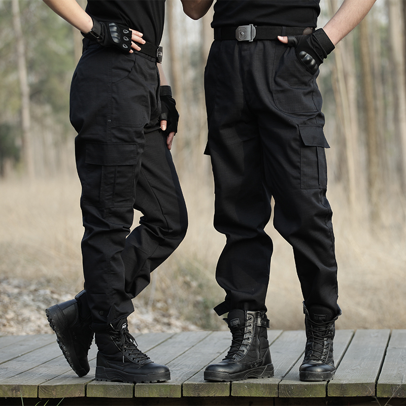 Black Special Forces Training Pants Men's Spring and Summer Suit Tactical Pants Women's Wear-Resistant Combat Pants Breathable Loose Overalls