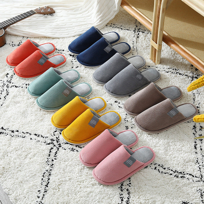 New autumn and winter cotton slippers women's home indoor wooden floor mute drag shoes off shoes fashion ins tide all-match