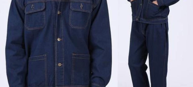 Quần yếm denim phù hợp với đồng phục nam hàn thợ hàn dài tay bảo hiểm lao động quần áo dụng cụ nhà máy đồng phục quần áo dày denim