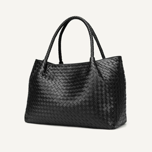 Плетеная барсетка, вместительная и большая универсальная сумка, из натуральной кожи