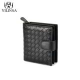 Бумажник, короткая складная милая сумка через плечо, плетеный кошелек с молнией, коллекция 2023, из натуральной кожи