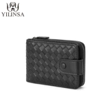 Плетеный картхолдер из овчины для водительских прав, цепочка с молнией, универсальный бумажник, карточки, из натуральной кожи