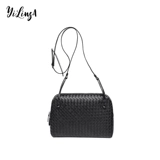 Плетеная сумка через плечо, универсальная небольшая сумка, сумка на одно плечо, из натуральной кожи, в корейском стиле