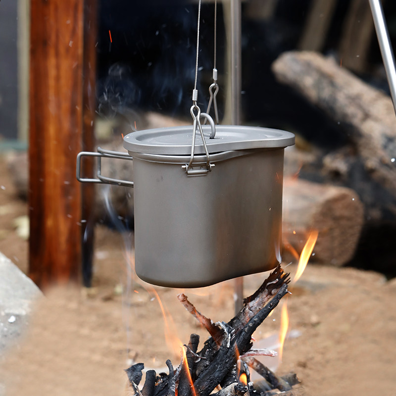 Range Rover Outdoor Pure Titanium Lunch Box Portable Instant Noodle Bowl Home Lunch Box Camping Hanging Pot Lunch Box Two-piece Set