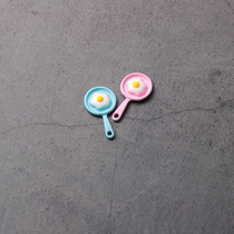 Frying pan omelette mini food play mini model small kitchen supermarket house scene simulation ultra-small food toy