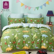 bộ đồ giường phim hoạt hình khủng long bông ba mảnh khăn trải giường cotton satin trẻ em chăn 1,2m 1,5 m nam và nữ - Bộ đồ giường trẻ em