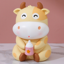 Year of the Ox piggy bank can be stored in the creative unique milk bottle cow piggy bank childrens anti-fall boy girl piggy bank