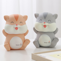 Can store the cartoon hamster piggy bank childrens anti-fall savings pot creative unique household money can Boys and Girls