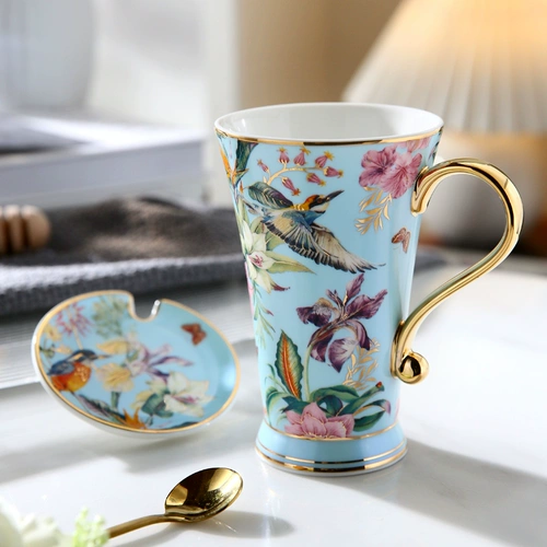 Nosin nuo Xuan In ins пасторальная керамическая чашка с ложкой водной чашки легкая роскошная женская чашка для домашней чашки мужская простота и творчество