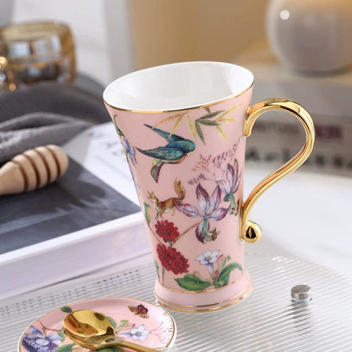 Nosin nuo Xuan In ins пасторальная керамическая чашка с ложкой водной чашки легкая роскошная женская чашка для домашней чашки мужская простота и творчество